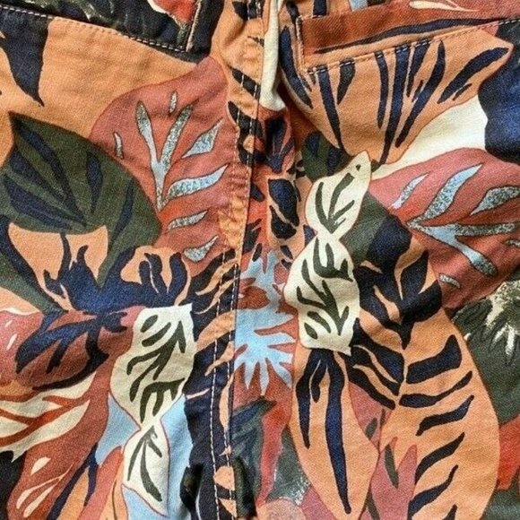 L.L. Bean Signature Salmon Pink Twill Cotton Foliage Print Pull-On Shorts XS - Picture 4 of 12